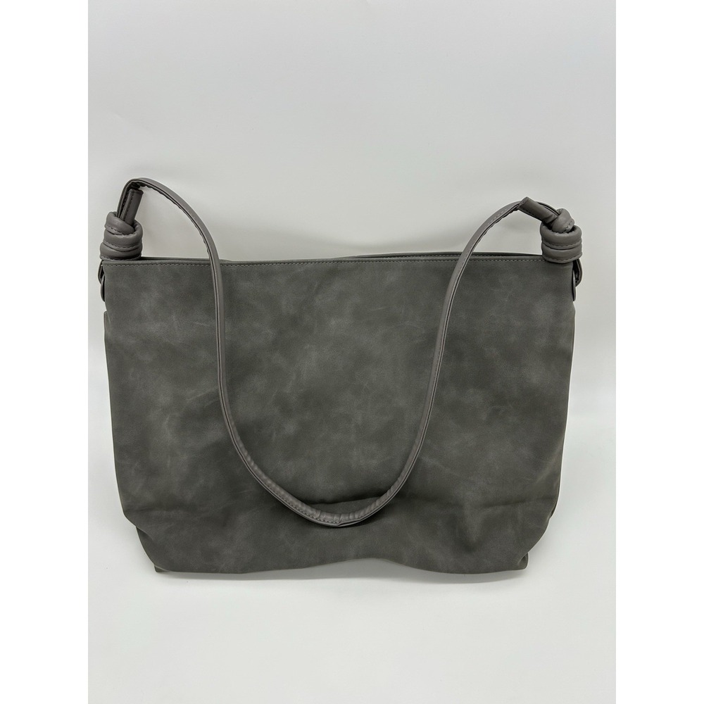 8 OTHER REASONS COLD SHOULDER BAG VEGAN GREY SUEDE - Picture 2 of 9